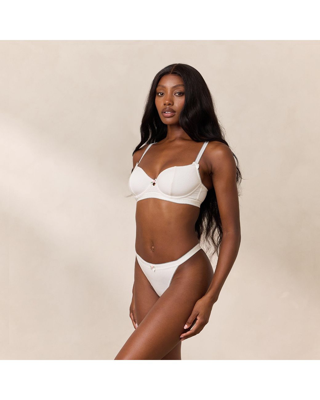 Lounge Brown Rosebud Ribbed Balcony Bra