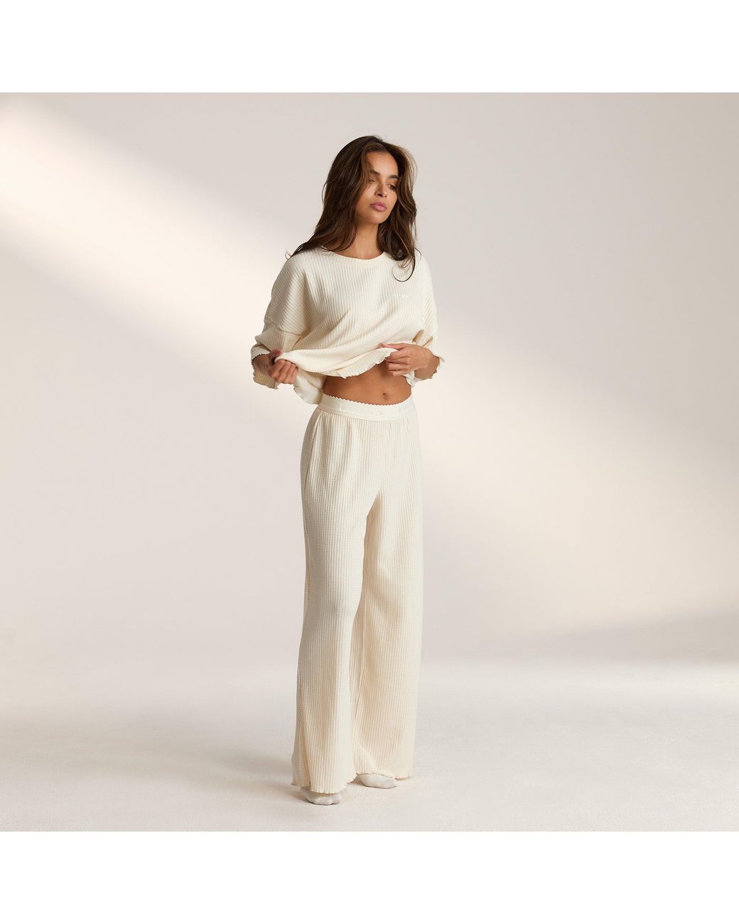 Lounge Soft Waffle Pyjama Broek in het Natural