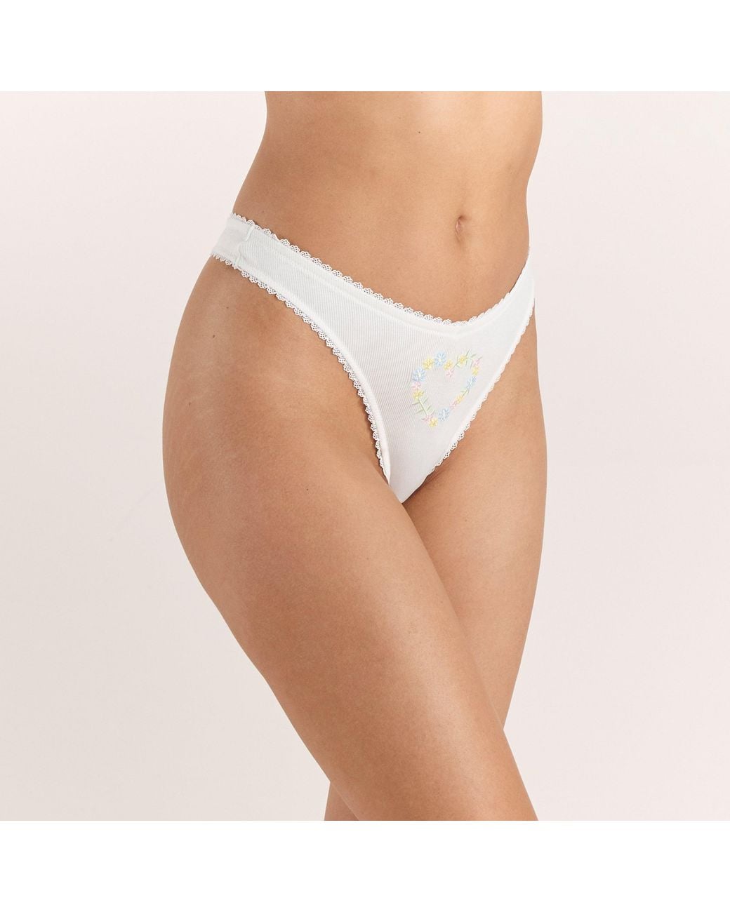 Lounge White Everbloom Thong