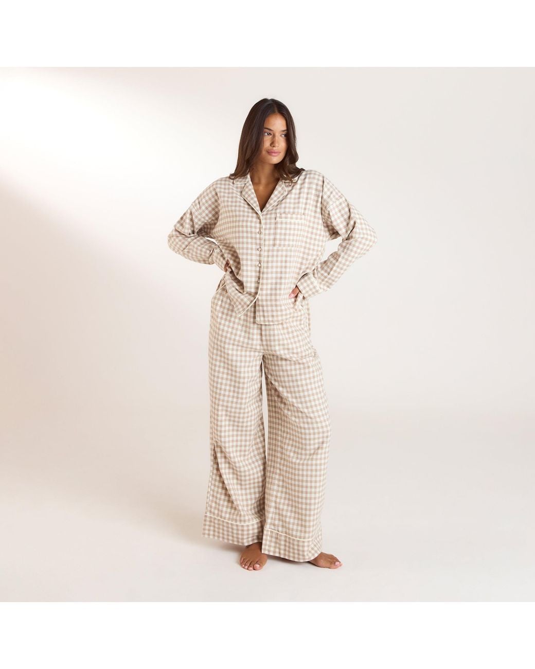 Lounge Natural Gingham Pyjama Bottoms