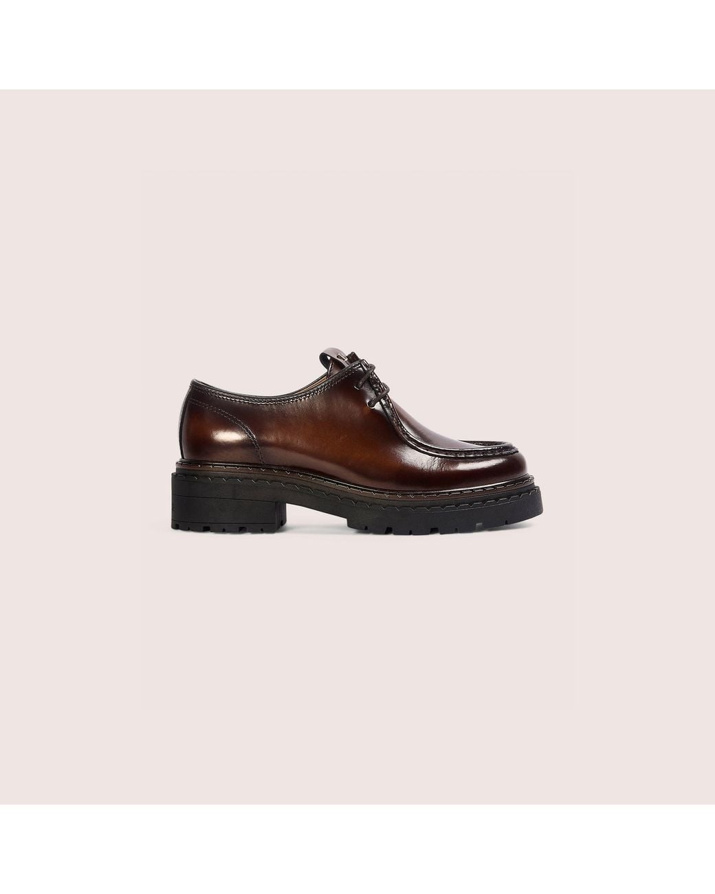 Lounge Brown Etta Lace-Up Chunky Loafers