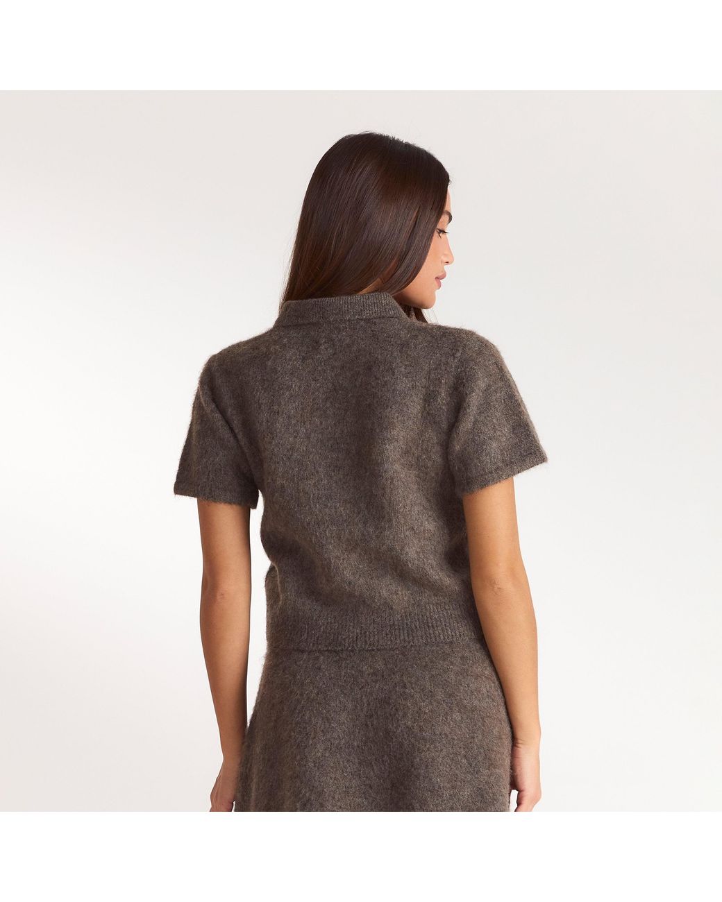 Lounge Gebreide Poloshirt in het Brown