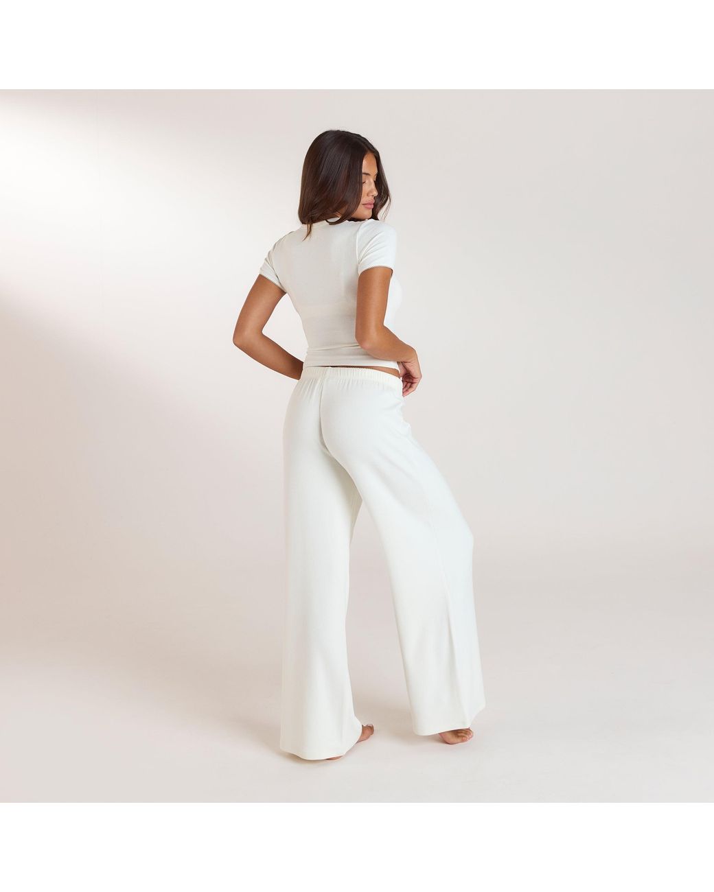 Lounge Ribbed Pyjama Broek in het White
