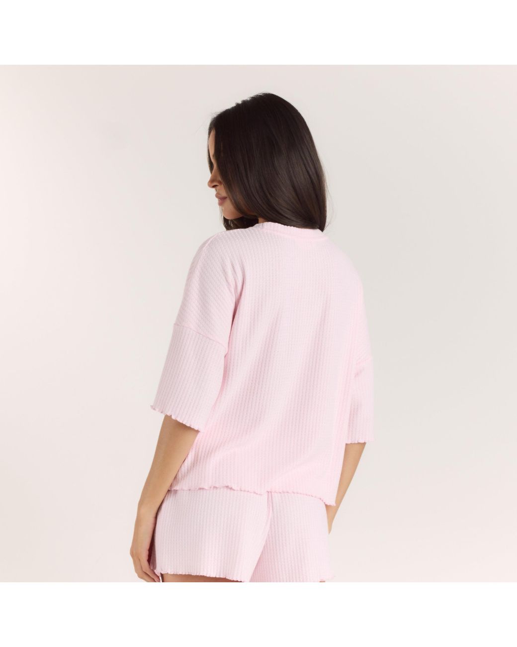 Lounge Soft Waffle Pyjama Top in het Pink
