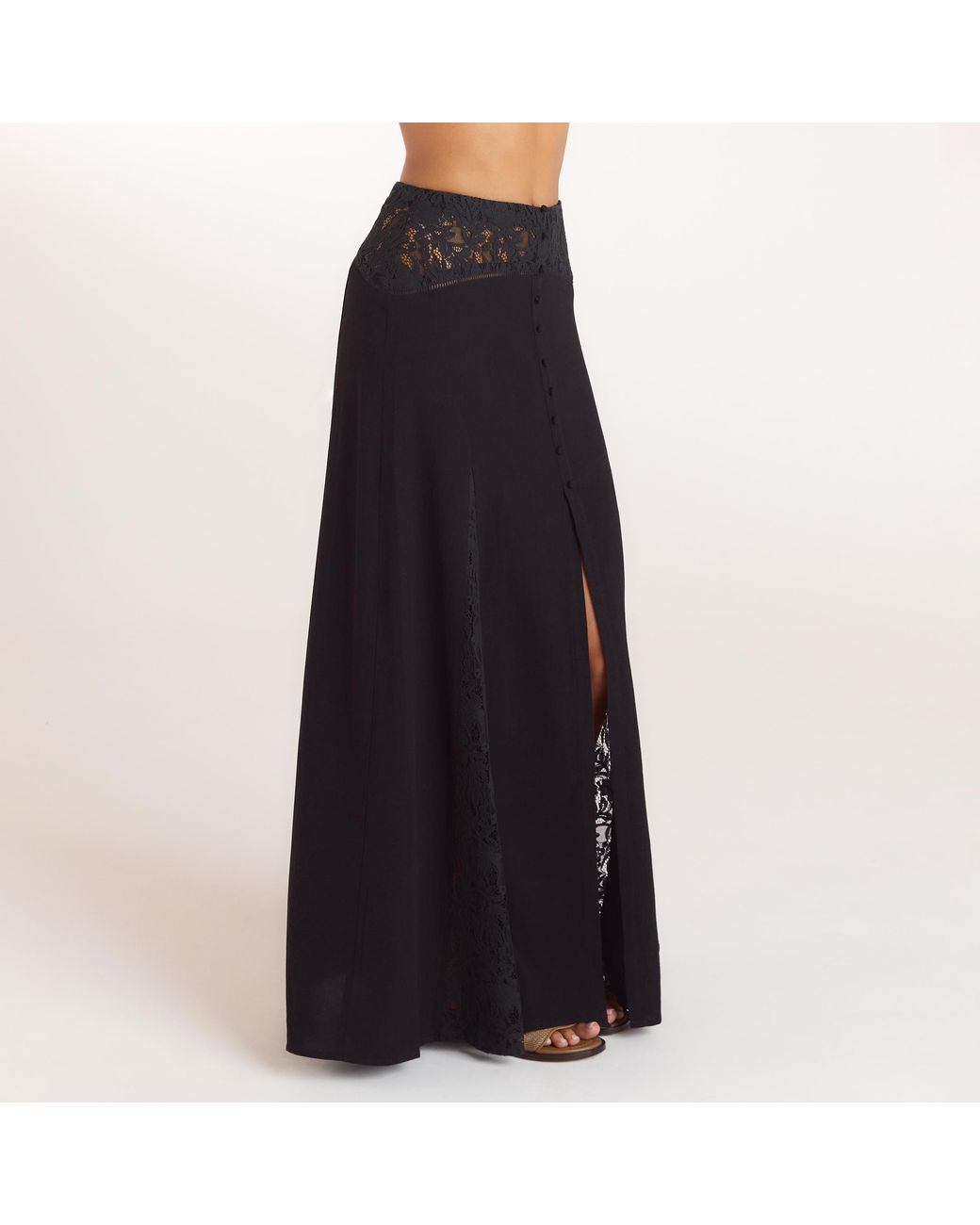 Lounge Maxi-Rok Met Kant in het Black