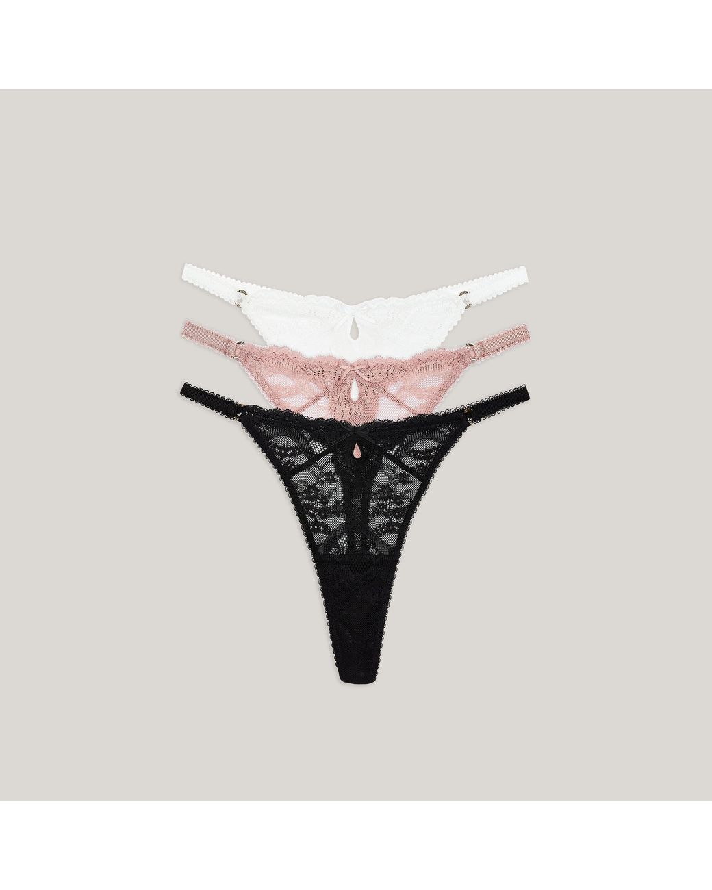 Lounge Natural Spitzenstrings (3Er-Pack)