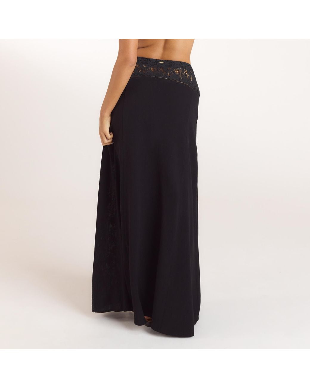 Lounge Maxi-Rok Met Kant in het Black