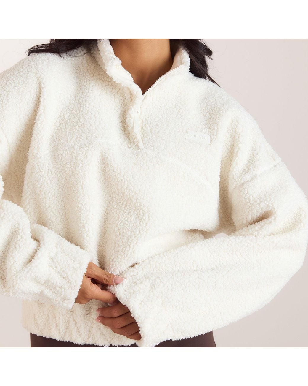 Lounge White Funnel-Neck Borg Fleece