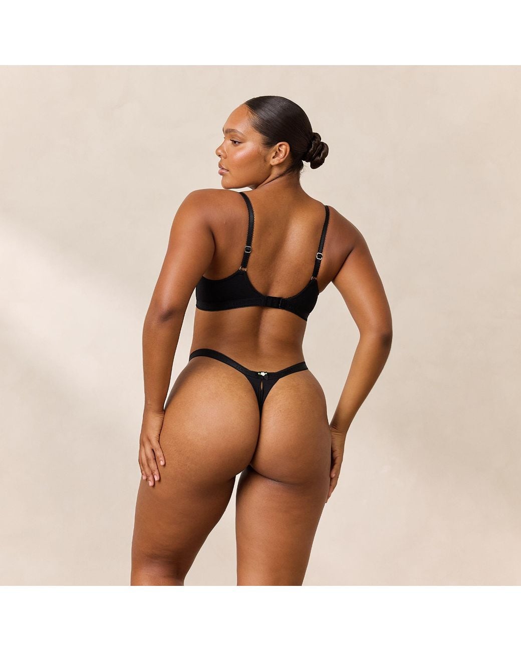 Lounge Black Rosebud Ribbed Balcony Bra