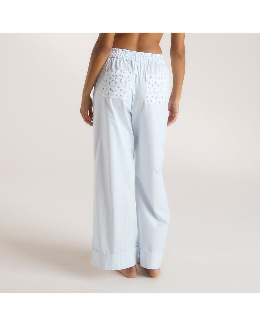 Lounge Blue Bloom & Stripe Pyjama Bottoms