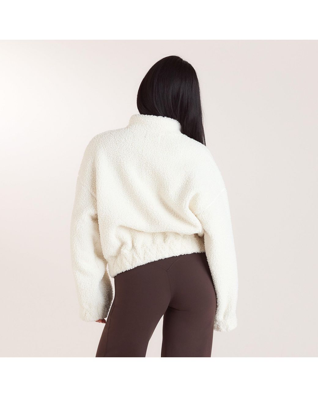 Lounge White Funnel-Neck Borg Fleece