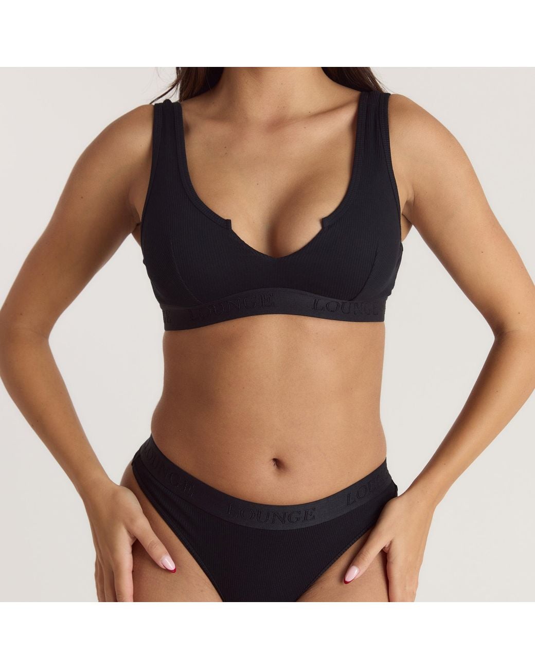 Lounge Blue Soft Ribbed Push-Up Bralette