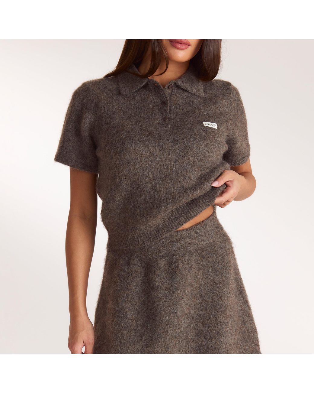Lounge Gebreide Poloshirt in het Brown