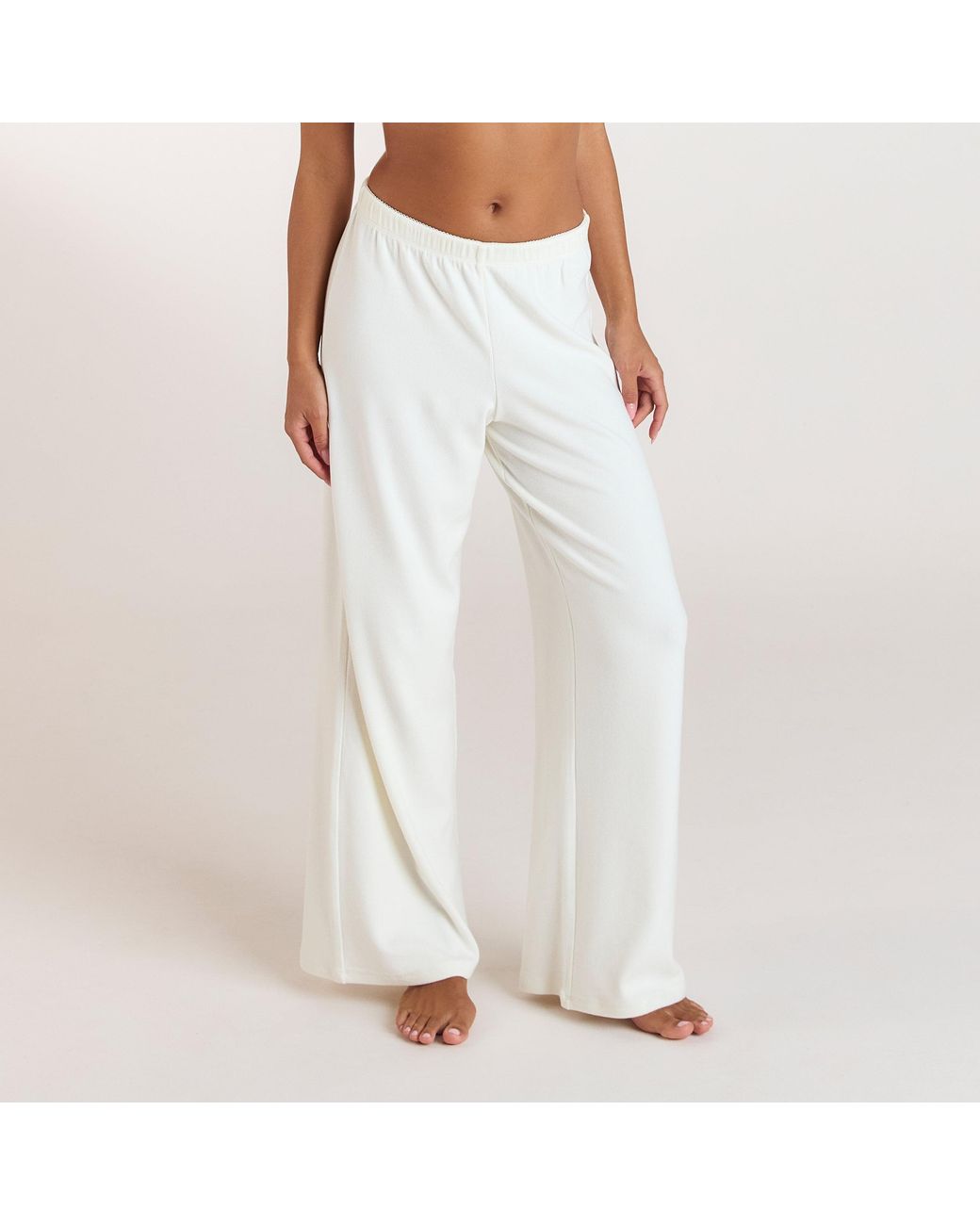 Lounge Ribbed Pyjama Broek in het White