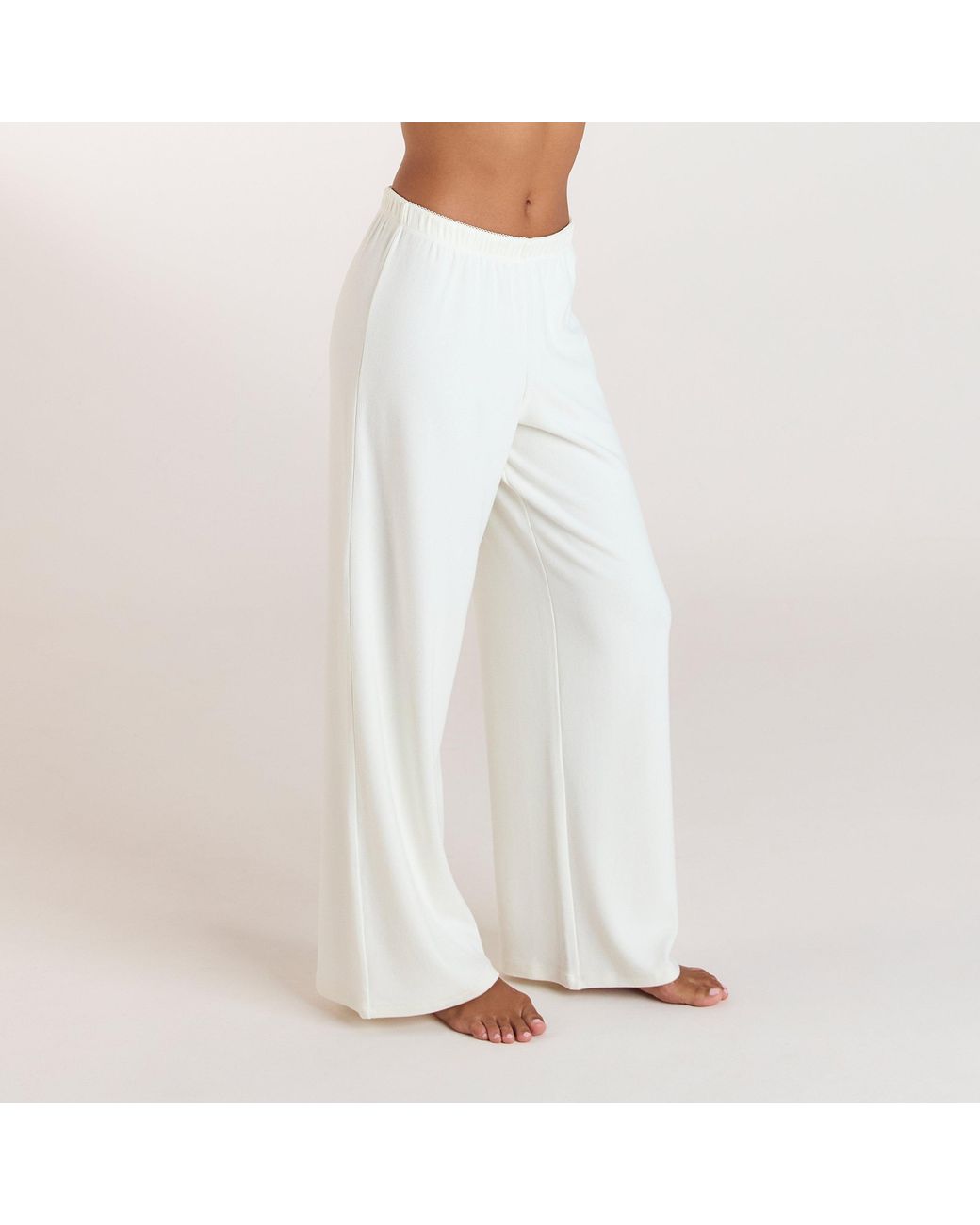 Lounge Ribbed Pyjama Broek in het White