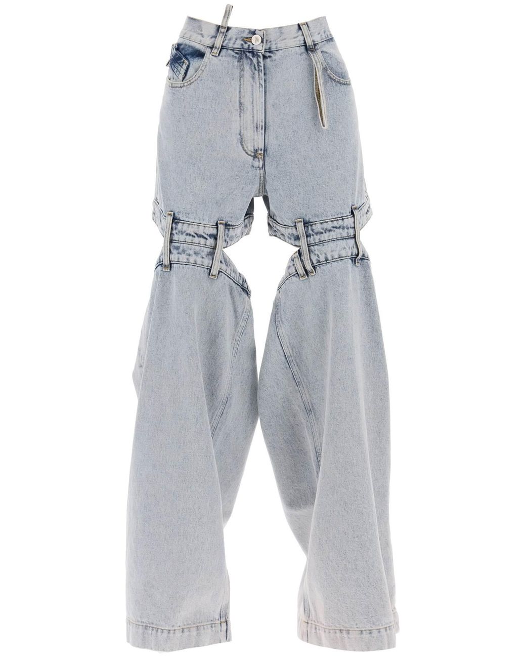 The Attico Ashton Cut Out Jeans in Gray | Lyst