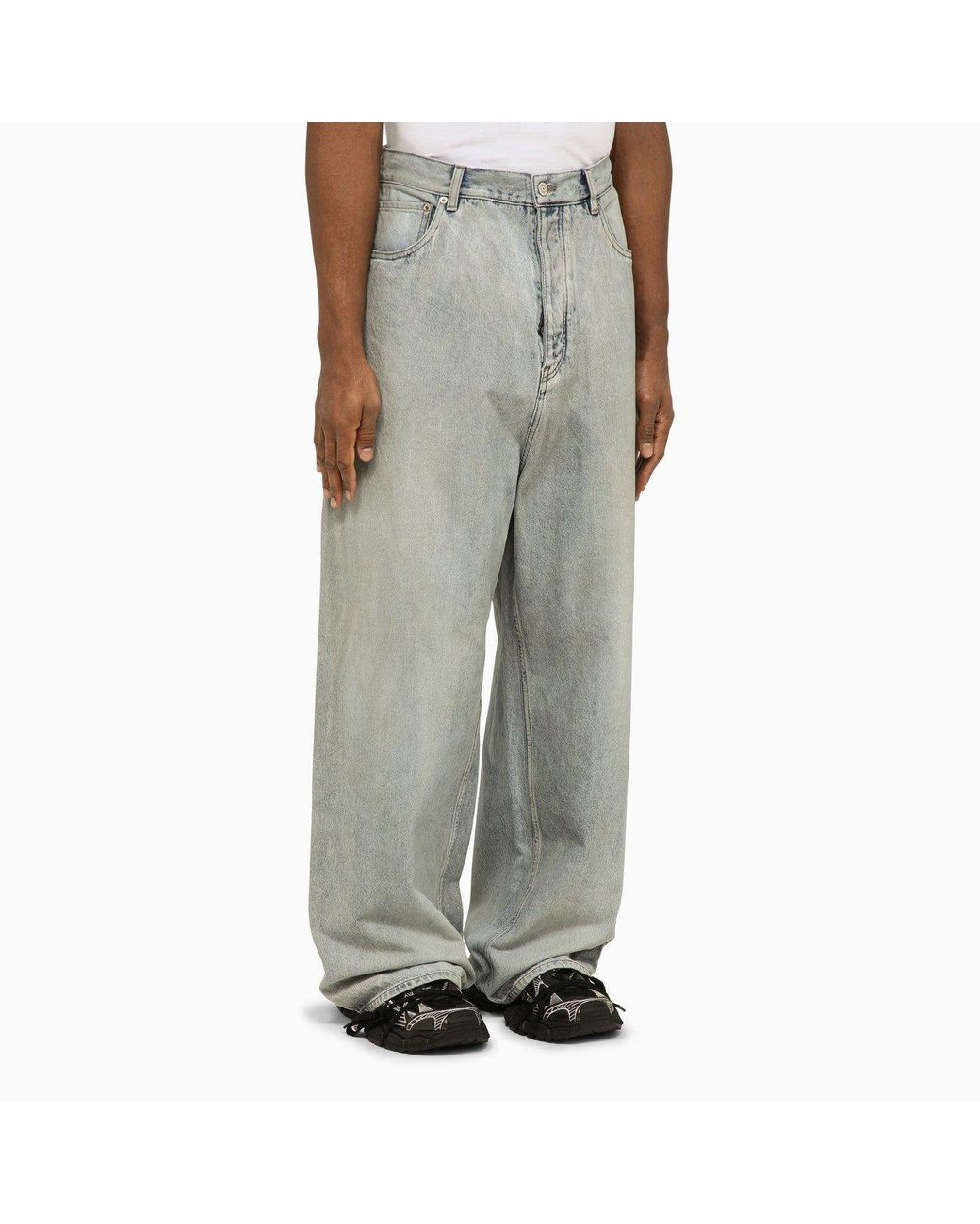 Denim Size Sticker Baggy Pants in Blue