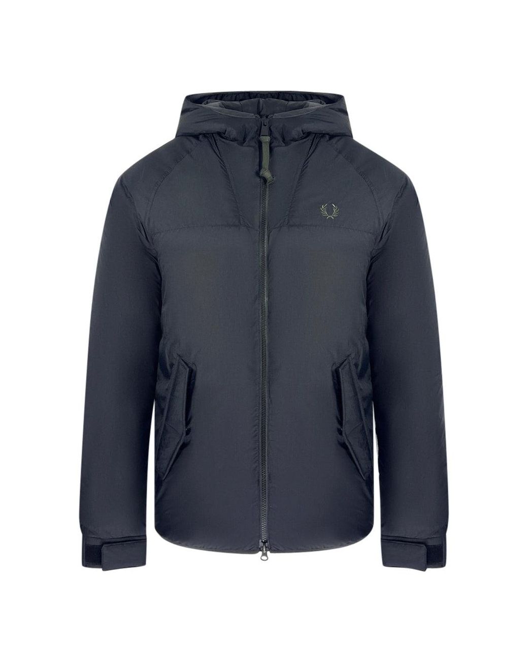 Fred Perry J2572 102 Black Hooded Jacket in Blue for Men | Lyst