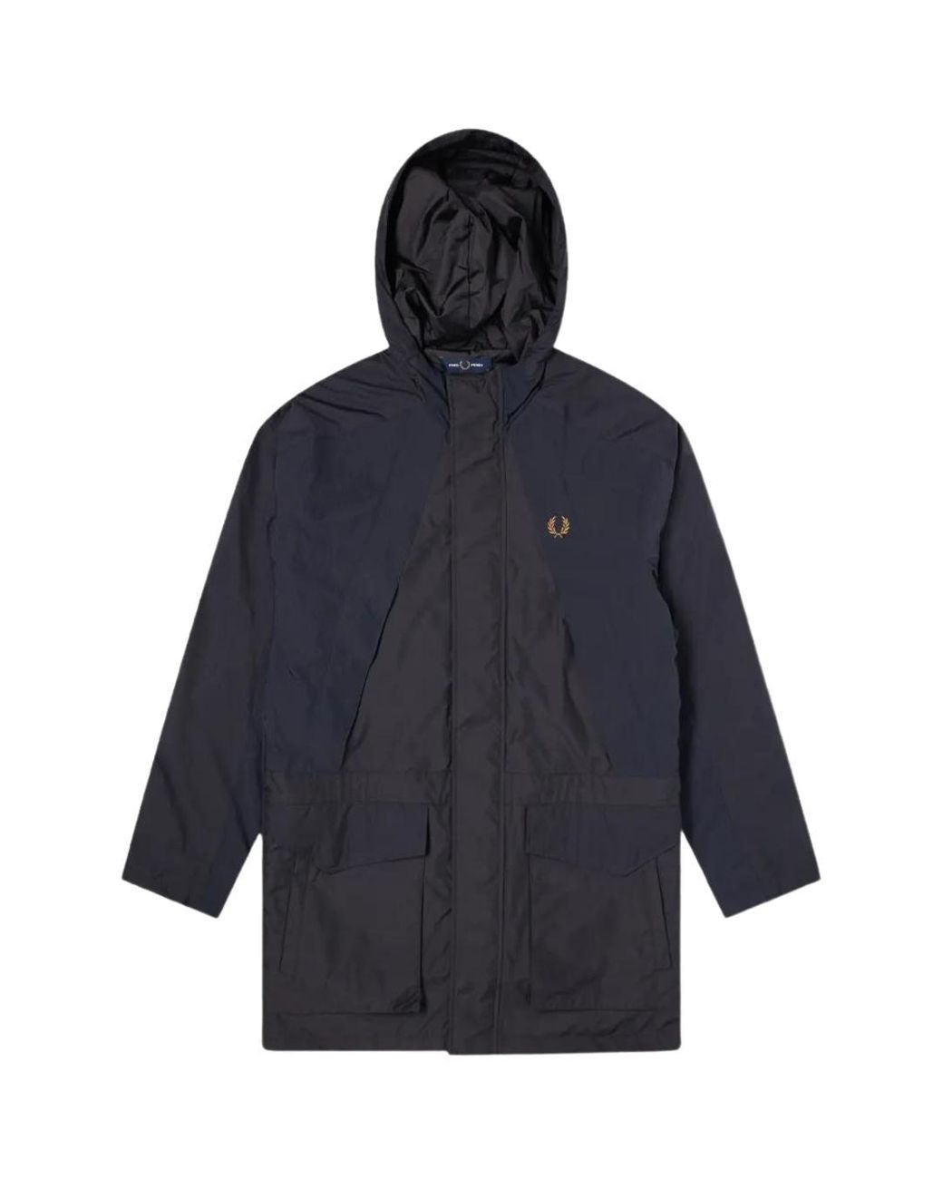 Fred Perry J1526 608 Navy Blue Hooded Parka Jacket for Men | Lyst
