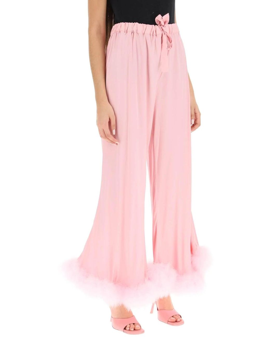 Sleeper 'boudoir' Pajama Pants With Feathers in Pink | Lyst