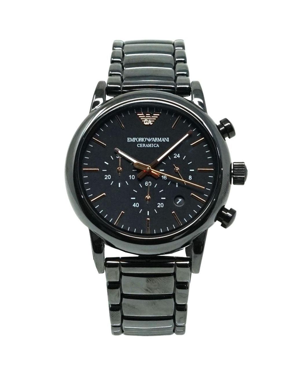 Emporio Armani Ar1509 Dark Silver Watch in Black for Men | Lyst