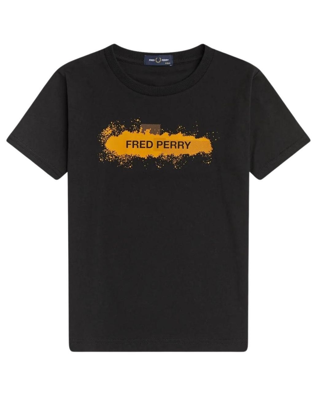 fortvivlelse Fest laser Fred Perry Spray Logo Kids Black T-shirt for Men | Lyst
