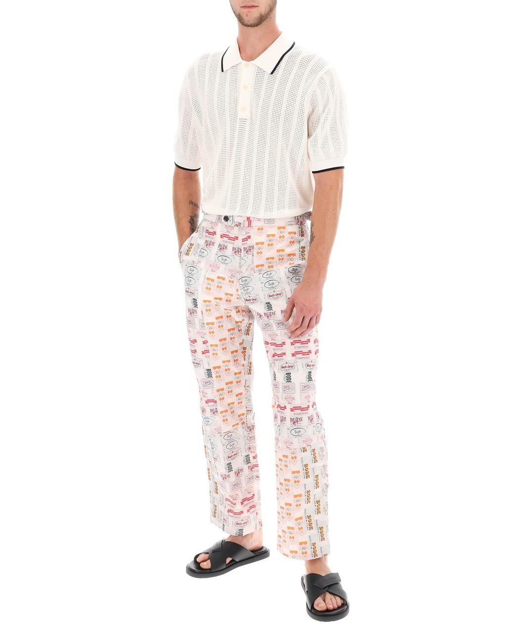 Bode 'clinton Street Label' Patchwork Pants in White for Men | Lyst