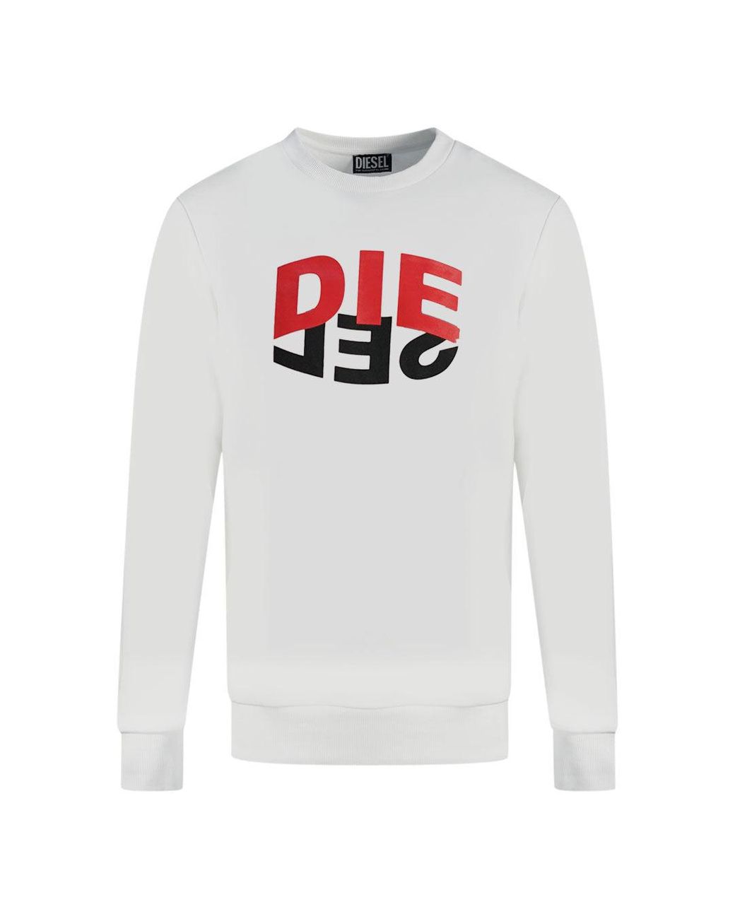 DIESEL Reverse Logo White Sweater for Men | Lyst