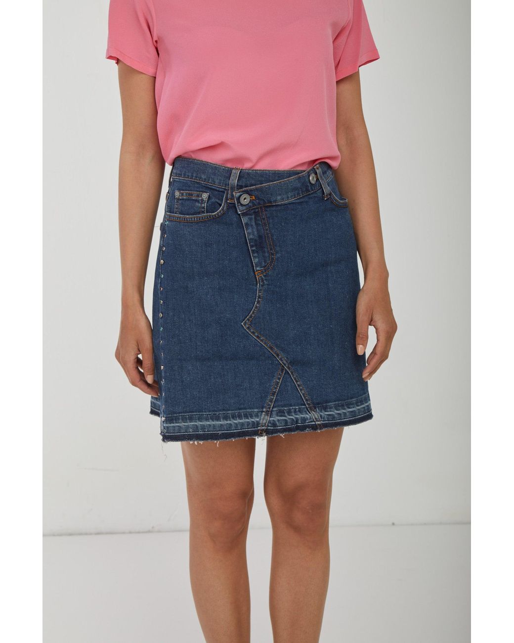 Ottod'Ame Denim Gonna Jeans Effetto Asimmetrico in Blue | Lyst