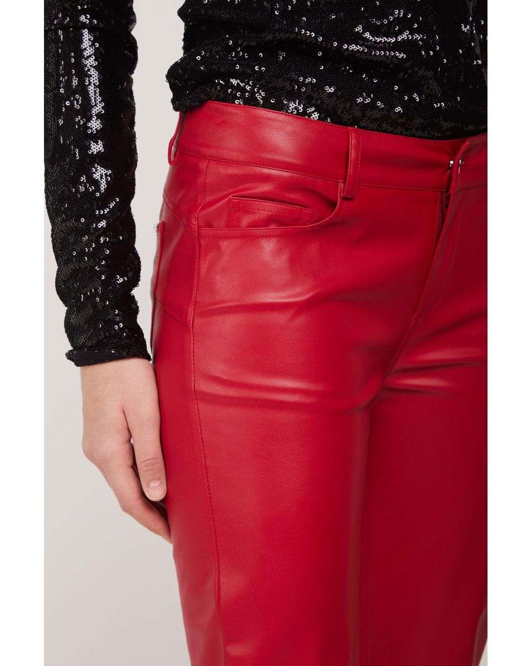 Liu Jo Red Leather Pants | Lyst