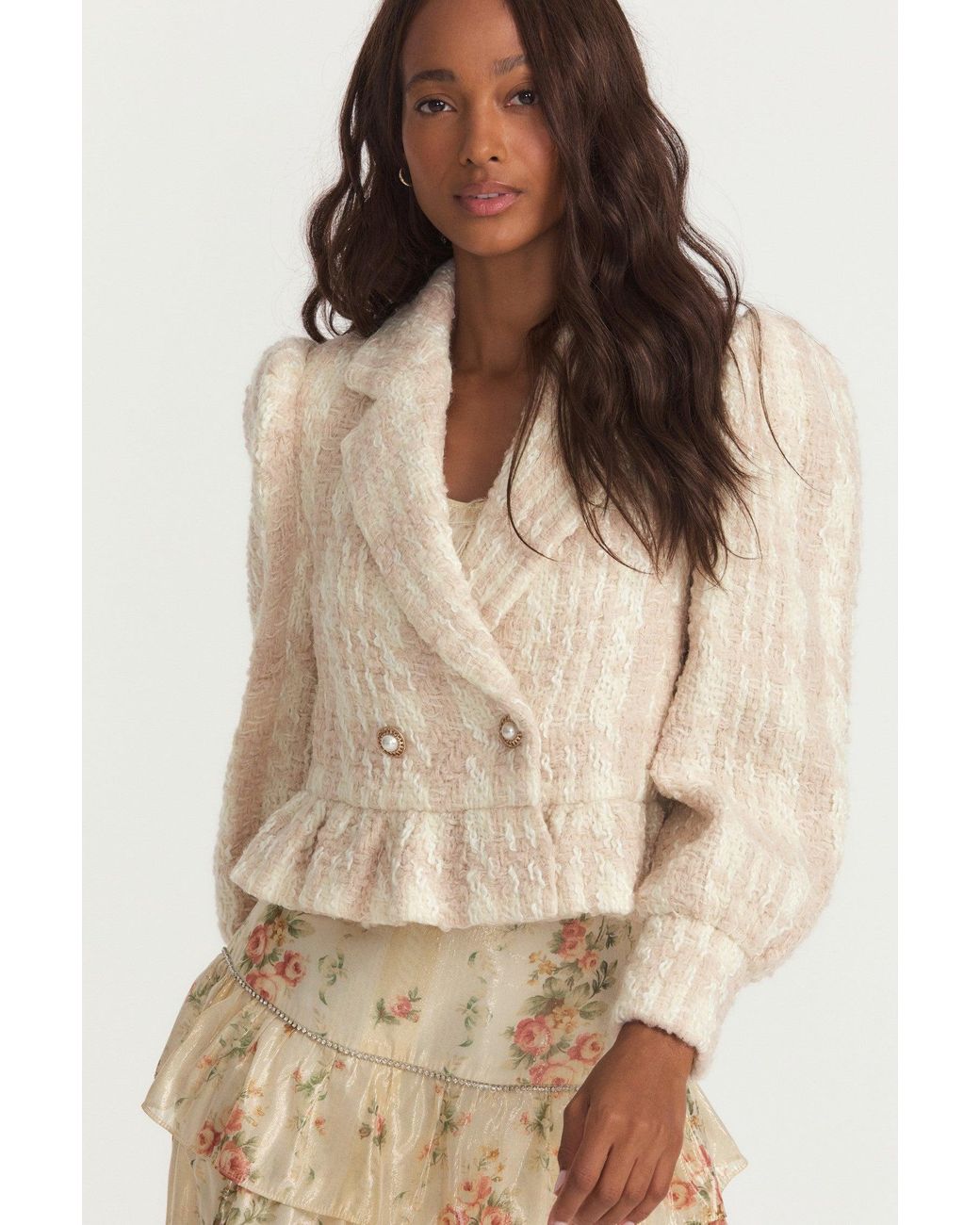 LoveShackFancy Braelynn Crop Jacket in Natural Lyst
