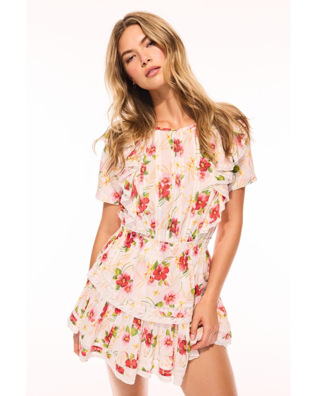 LoveShackFancy Natasha Upcycled Cotton Mini Dress For in Pink | Lyst
