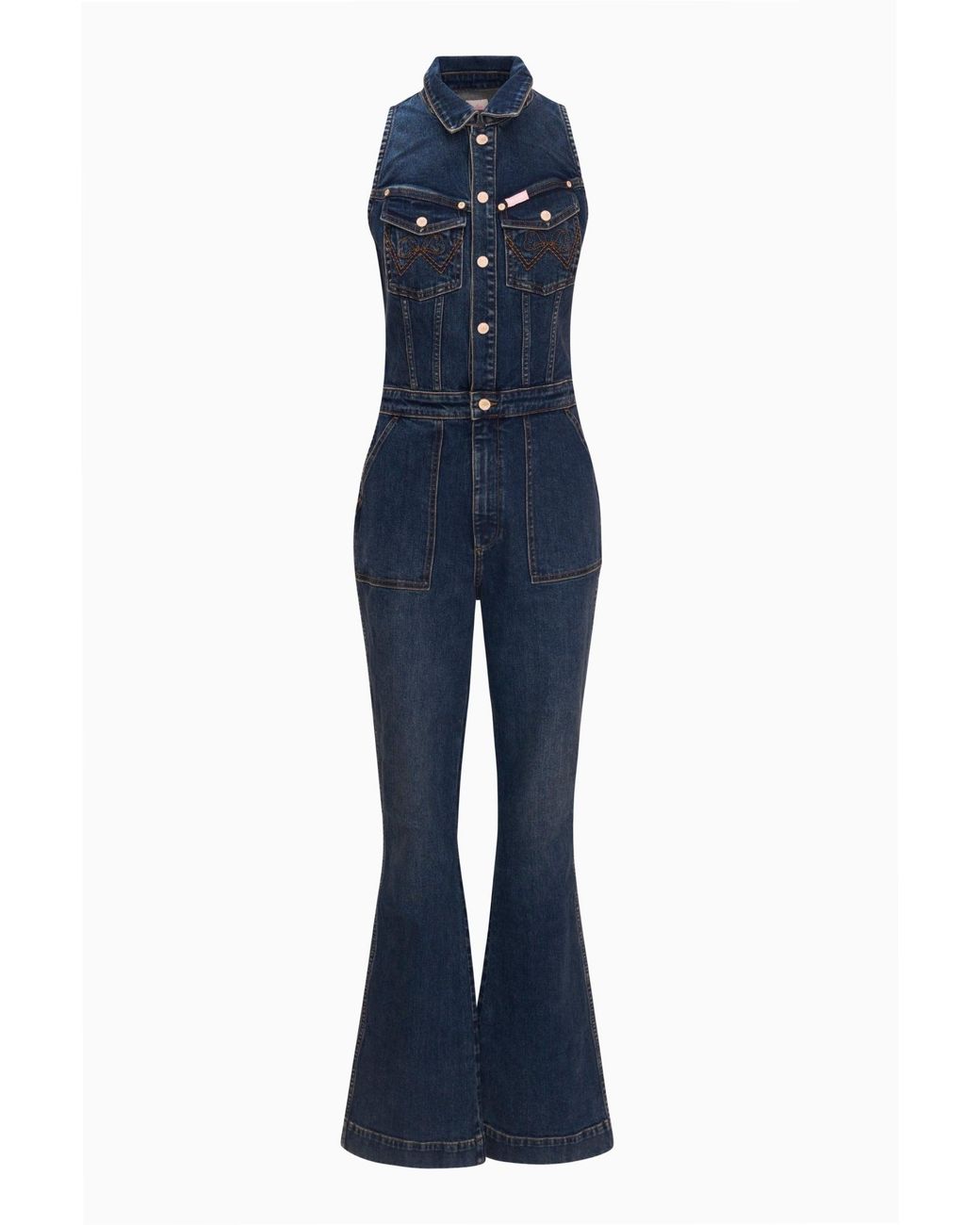 LoveShackFancy Blue Wrangler X Jumpsuit For