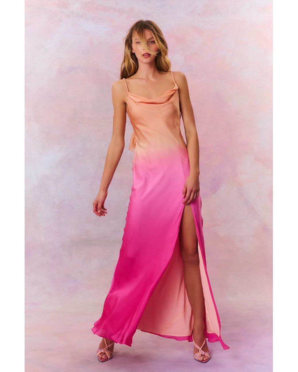 Orianna Silk-Blend Maxi Slip Dress Peche