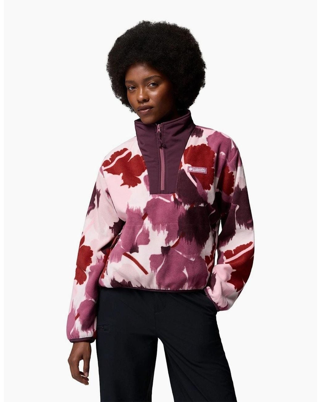 Columbia Red Sequoia Grove Ii Printed Half Zip Polyester Fleece Pullover