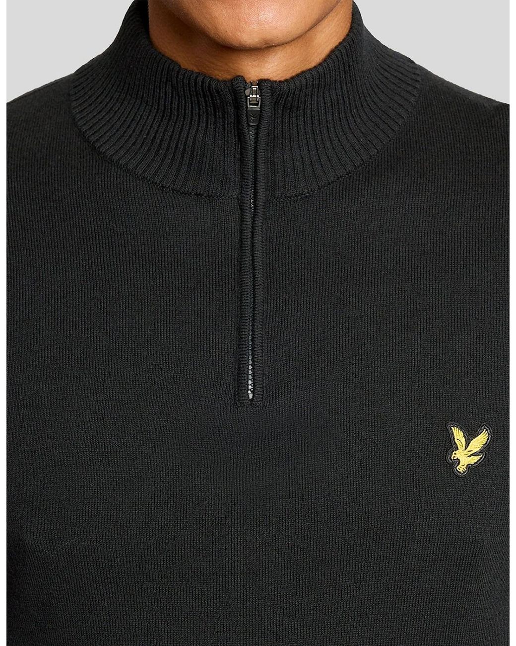 Lyle & Scott Black Cotton Blend 1/4 Zip Jumper for men