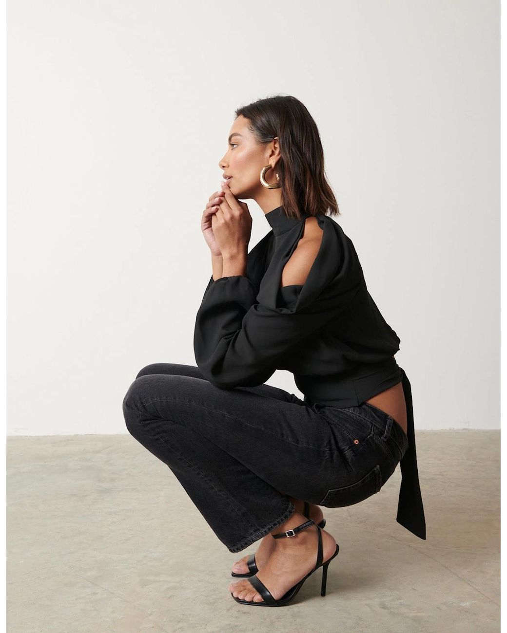 Pretty Lavish Black Selena Cold Shoulder Top