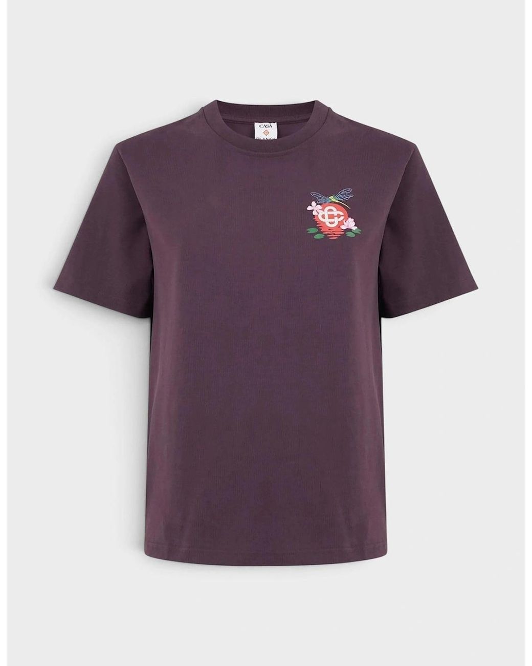 Casablanca Purple Dragonfly Floral Print T-Shirt Dark