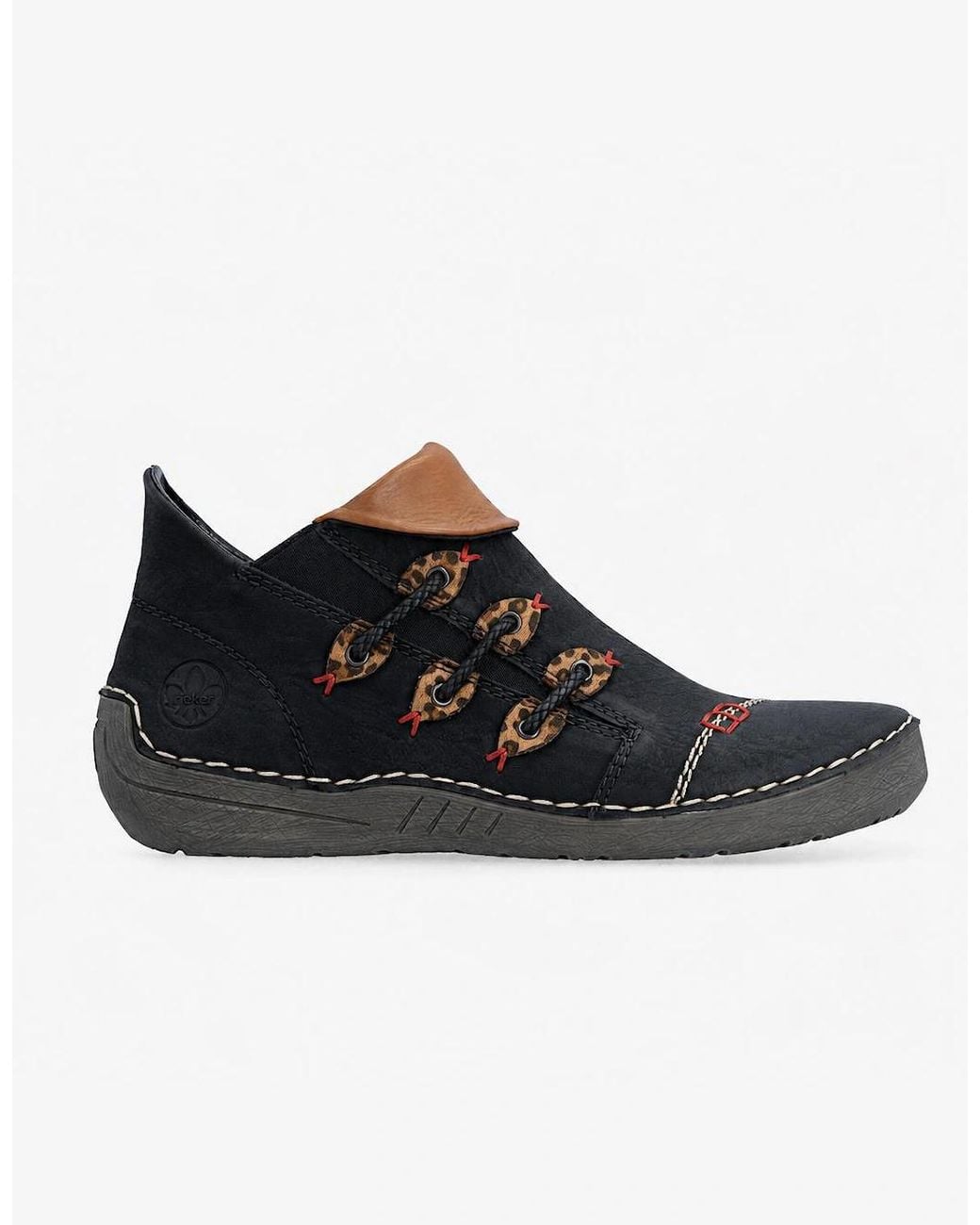 Rieker Black 72581 Ankle Boots/Leopard-Nut/Cayenne