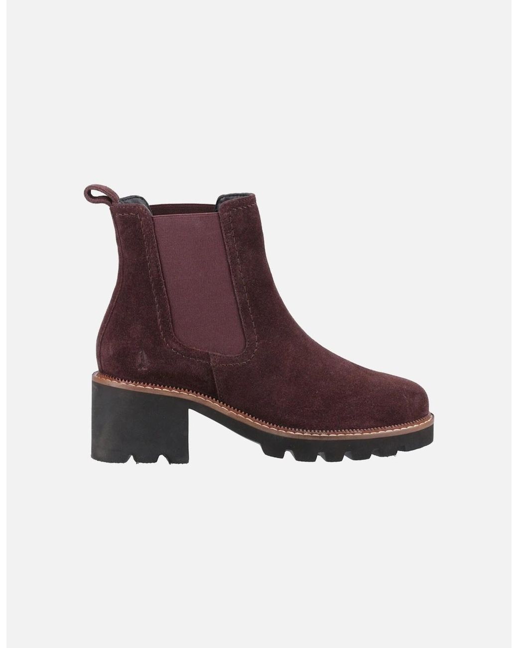 Hush Puppies Purple Gaia Leather Plum Heeled Chelsea Boots