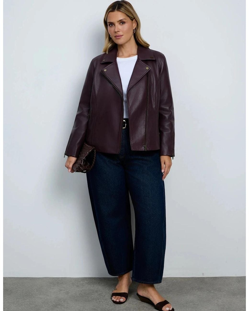 Live Unlimited London Blue Plum Leather Jacket