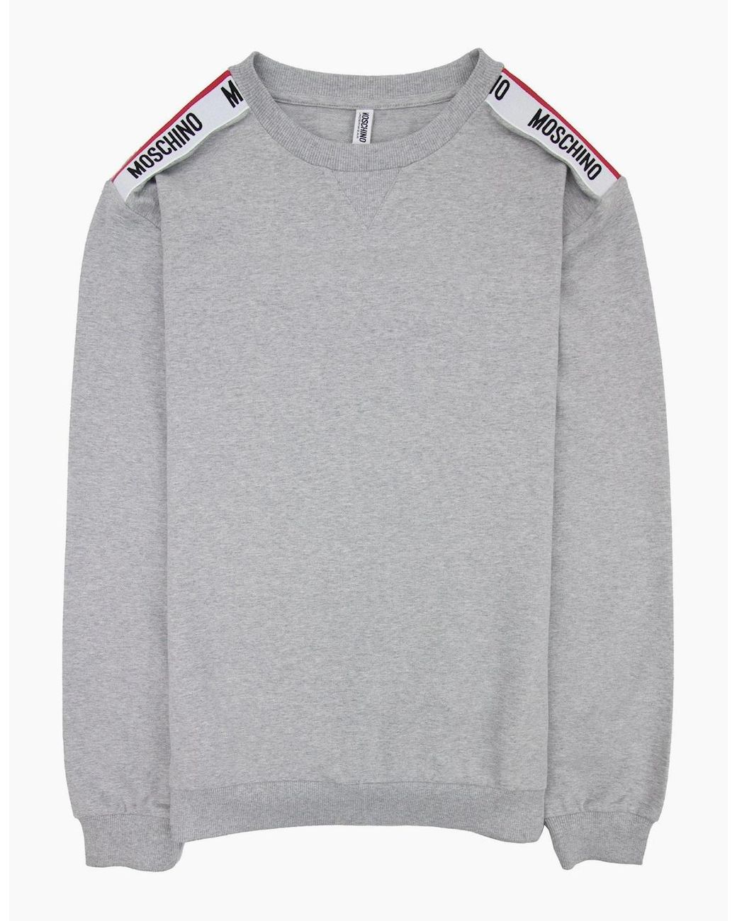 Moschino Gray Underwear Shoulder Tape Logo Sweatshirt Light for men