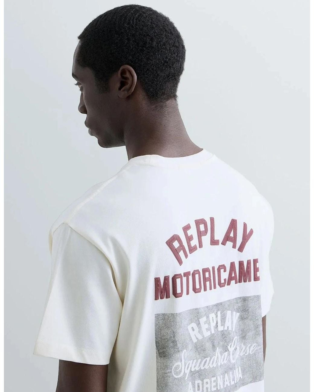 Replay White Biker Graphic T-Shirt for men