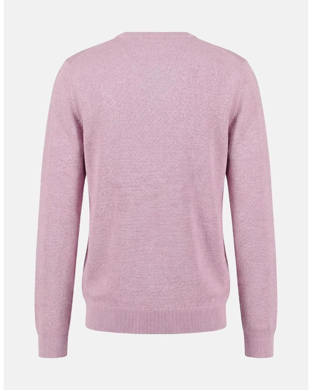 Fynch-Hatton Pink Fine Knit Air Cotton Crewneck Sweater Magnolia for men