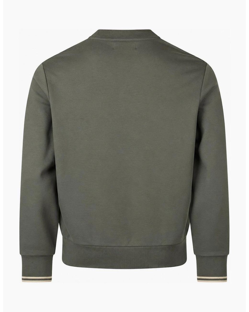 Fred Perry Green Crew Neck Sweatshirt Field/Oatmeal for men