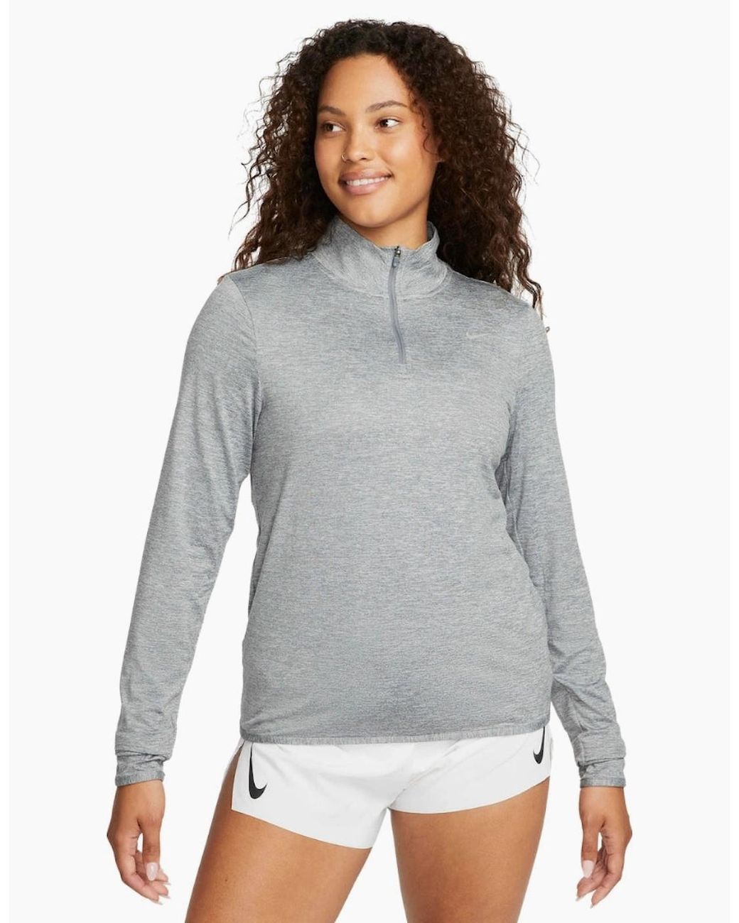 Nike Gray Swift Uv Protection 1/4-Zip Smoke Running Top