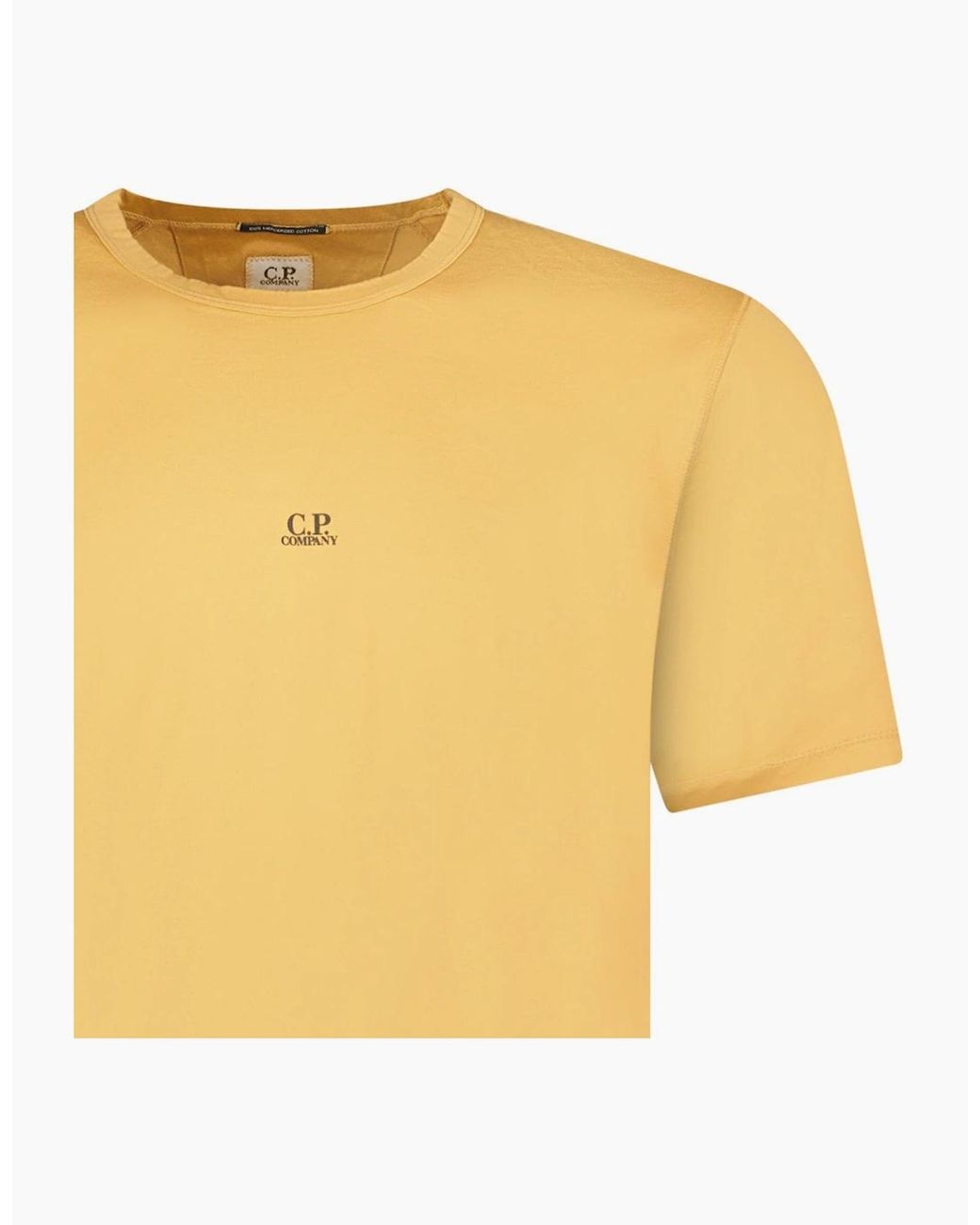 C P Company Yellow Mercerized Cotton Jersey 70/2 T-Shirt Apricot for men