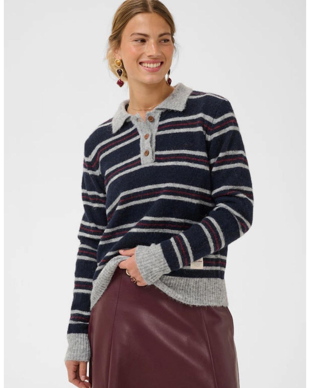 Cream Blue Ditte Polo Pullover