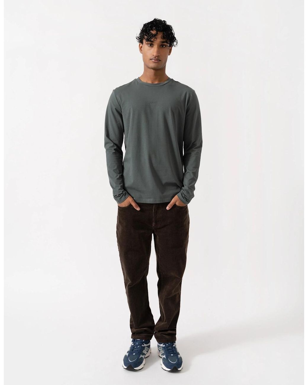 Boss Gray Boss Tchark Long Sleeve Stretch Cotton T-Shirt for men