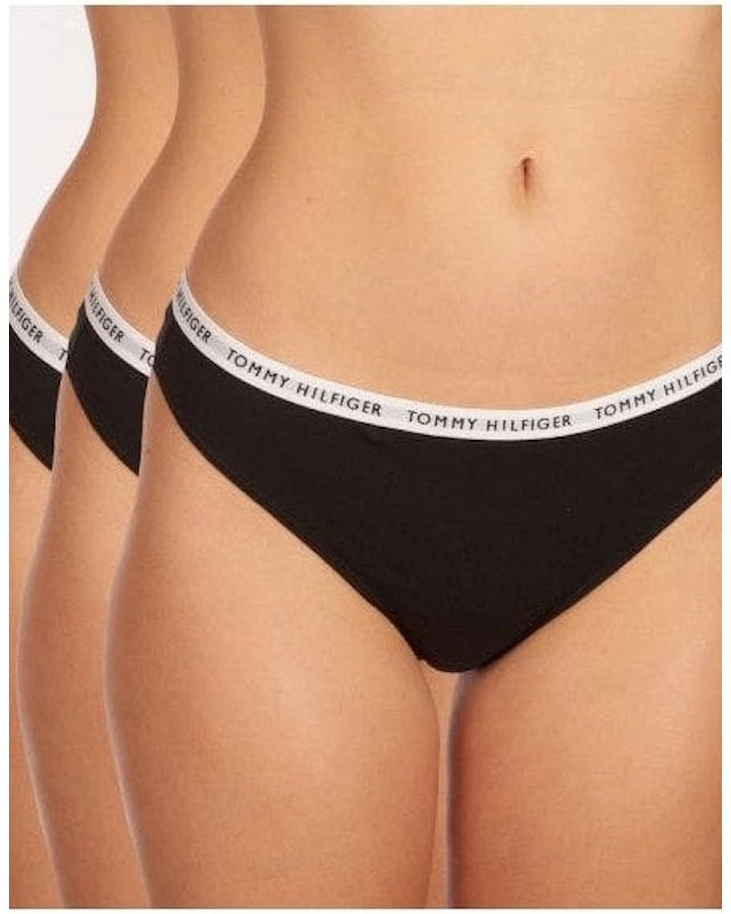 Tommy Hilfiger Black 3-Pack Logo Waistband Thongs